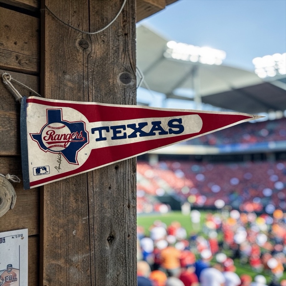 Vintage Texas Rangers Pennant MLB Felt Flag 1970s 1980s Signed USA